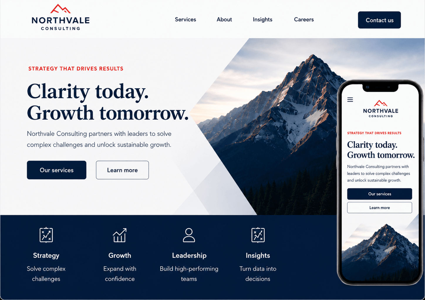 Northvale Consulting website design across desktop and mobile